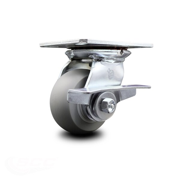 4 Inch Heavy Duty Thermoplastic Rubber Caster with Ball Bearing and Brake SCC